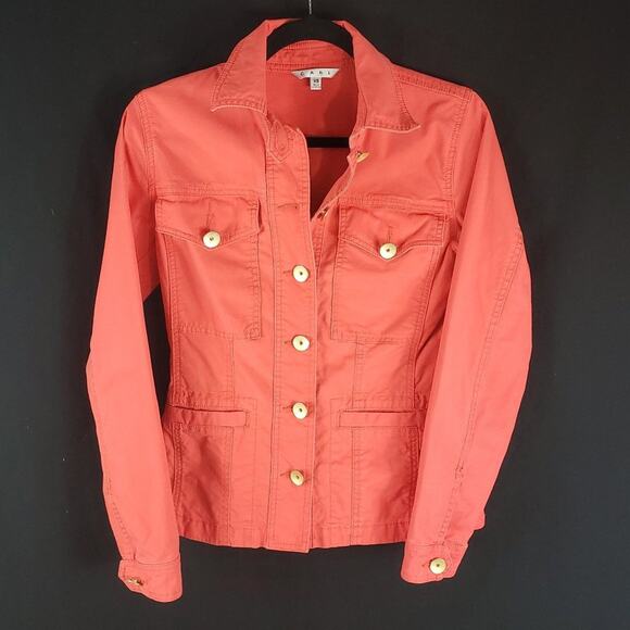 CAbi Jacket Women XS Taylor Utility Ruffle Back Long Sleeve Pockets Style #727 - Picture 3 of 9